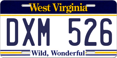 WV license plate DXM526