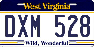 WV license plate DXM528