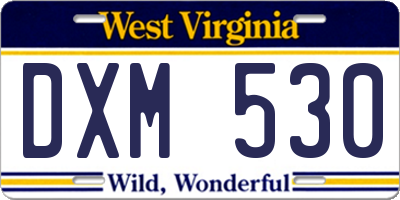 WV license plate DXM530