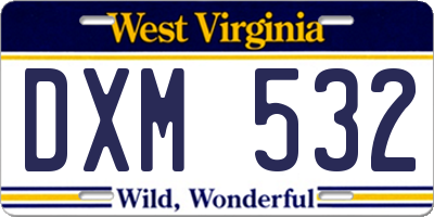 WV license plate DXM532