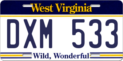 WV license plate DXM533
