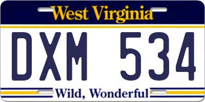 WV license plate DXM534