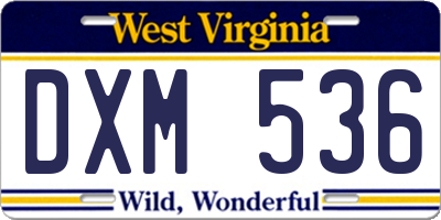 WV license plate DXM536