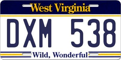 WV license plate DXM538