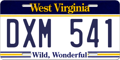 WV license plate DXM541
