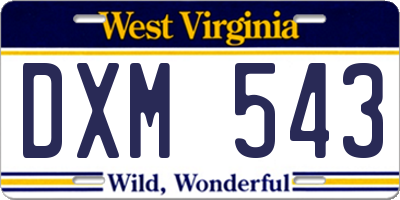 WV license plate DXM543