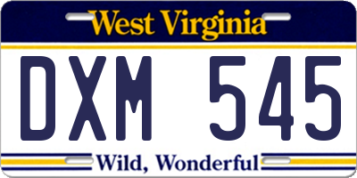 WV license plate DXM545