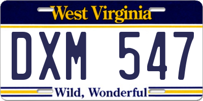 WV license plate DXM547