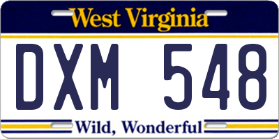 WV license plate DXM548