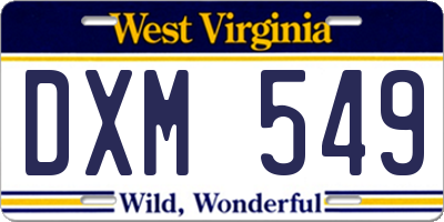 WV license plate DXM549
