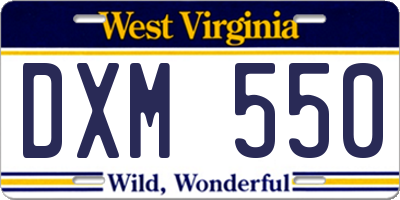 WV license plate DXM550