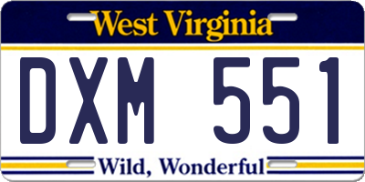 WV license plate DXM551