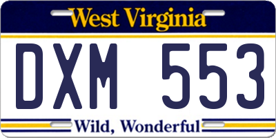 WV license plate DXM553