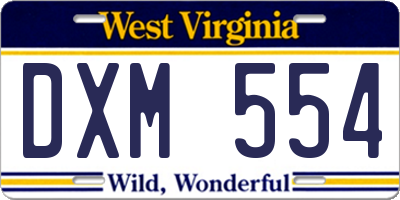 WV license plate DXM554