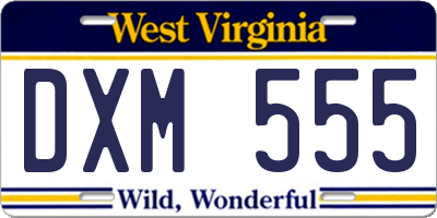 WV license plate DXM555