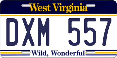 WV license plate DXM557