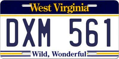 WV license plate DXM561