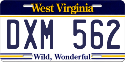 WV license plate DXM562