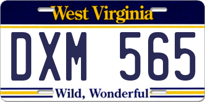 WV license plate DXM565