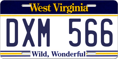 WV license plate DXM566