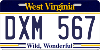 WV license plate DXM567
