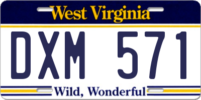 WV license plate DXM571