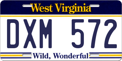WV license plate DXM572