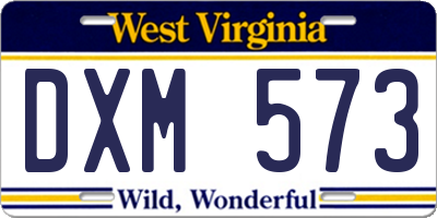 WV license plate DXM573