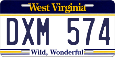 WV license plate DXM574