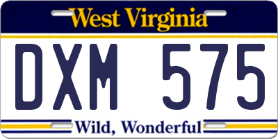 WV license plate DXM575