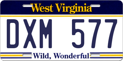 WV license plate DXM577