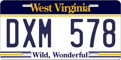 WV license plate DXM578