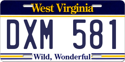 WV license plate DXM581
