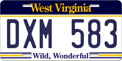WV license plate DXM583