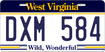 WV license plate DXM584
