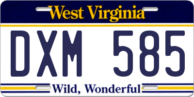 WV license plate DXM585
