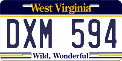 WV license plate DXM594