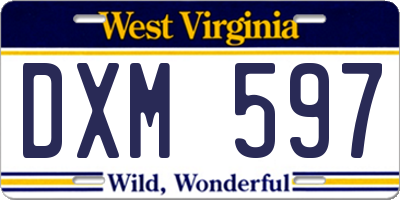 WV license plate DXM597
