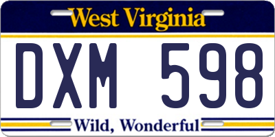 WV license plate DXM598