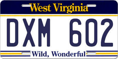 WV license plate DXM602