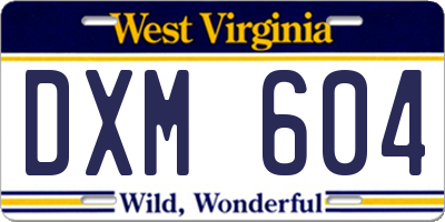 WV license plate DXM604