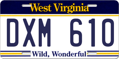 WV license plate DXM610