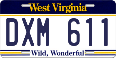 WV license plate DXM611
