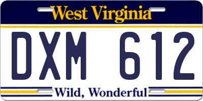 WV license plate DXM612