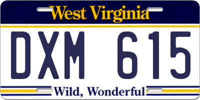 WV license plate DXM615
