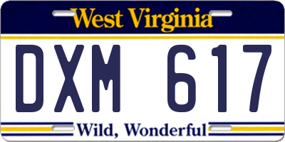 WV license plate DXM617