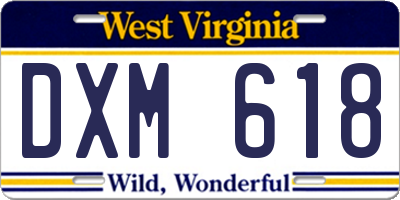 WV license plate DXM618