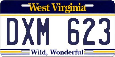 WV license plate DXM623