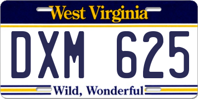 WV license plate DXM625