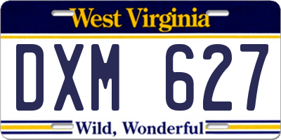 WV license plate DXM627